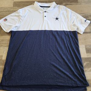 NFL Dallas Cowboys Nike On Field Apparel Dri-Fit Polo White & Navy Blue Sz XXL